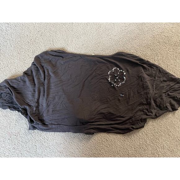 Womens large gray beaded cropped sweater cardigan - Picture 3 of 4